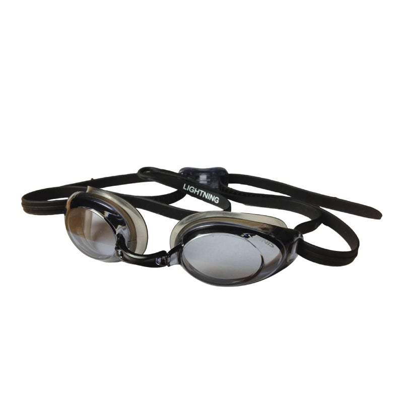 FINIS Lightning Goggles - Competitive Swim Goggles for Women and Men - Watertight Swimming Goggles with Adjustable Silicone Straps - Adult Swim Goggles with 4 Interchangeable Nose Pieces - Black/Smoke - Image 1